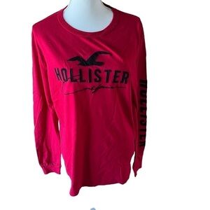 Hollister‎ Red Long Sleeve Logo Graphic Tee